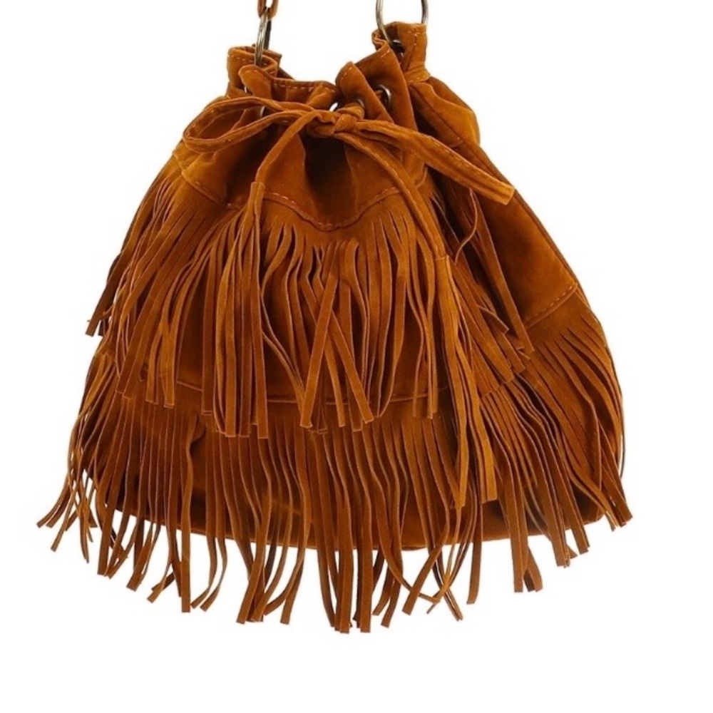 Faux Suede Fringe Boho Style
Hippie Bucket Bag